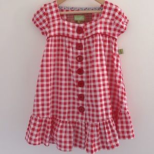 Cap sleeve cotton gingham summer dress with ruffle 3T